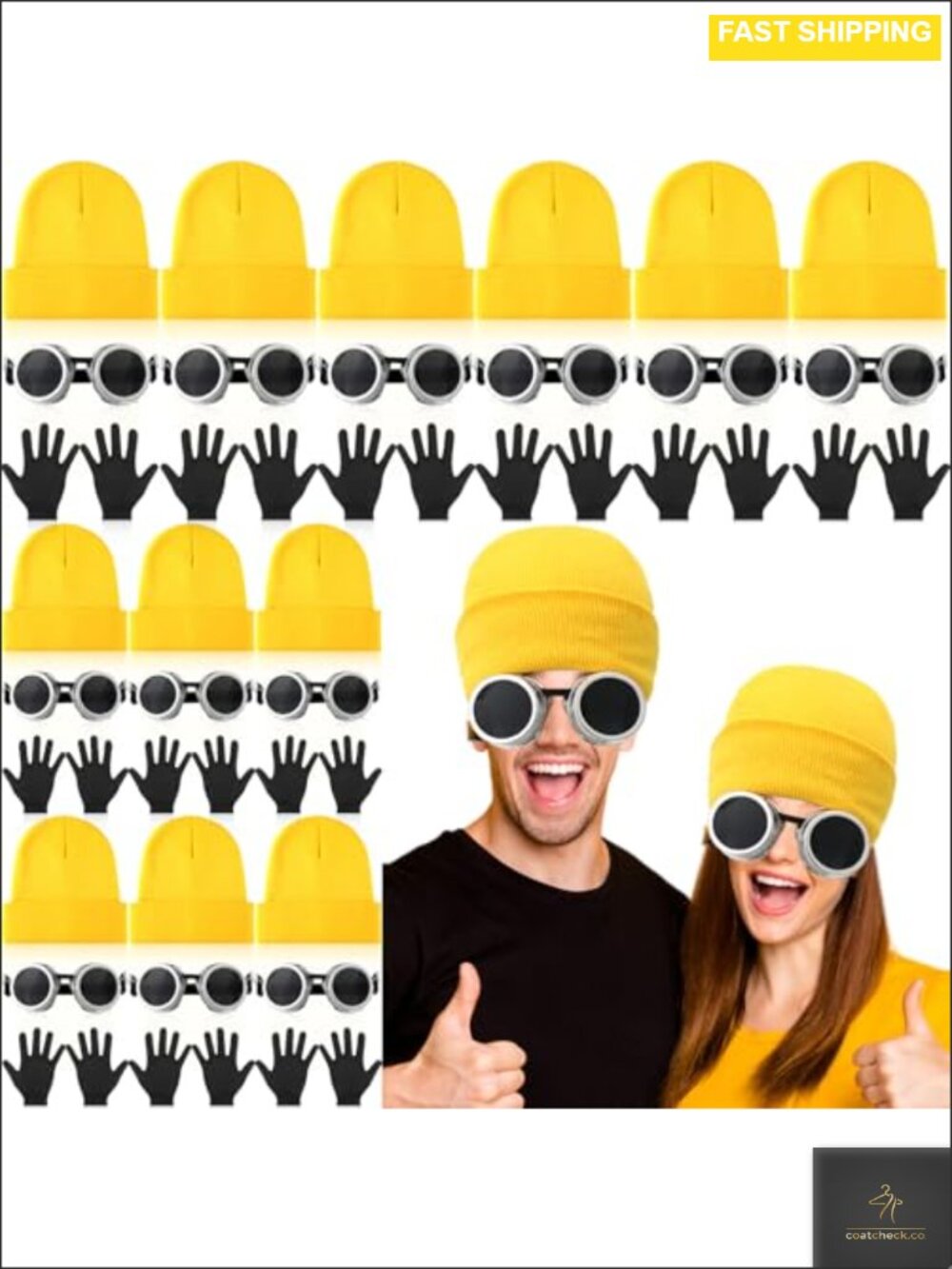 Steampunk Goggles Knit Beanies & Gloves Kit 12 Sets Adults Halloween Cosplay